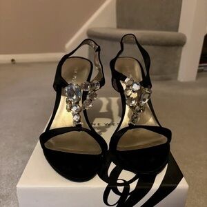 Nine West Black Heels with Gem Accents